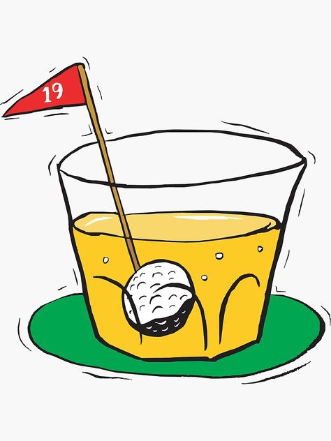 "Golf 19th Hole" Sticker by SportsT-Shirts | Redbubble Golf Clip Art, Golf Cartoon, Golf Tattoo, Golf Drawing, Pub Golf, Golf Logo Design, Golf Camp, Jordan Golf, Cute Golf