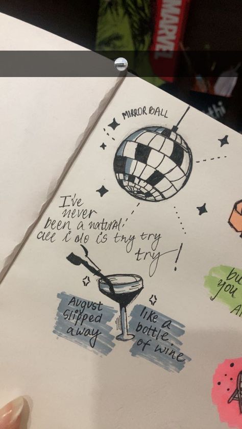 Mirrorball Sketch, Mirrorball Doodle, Taylor Swift Mirrorball, Neat Notes, Mirror Ball, Sketchbook Pages, Sketchbook Journaling, Eras Tour, Taylor Swift