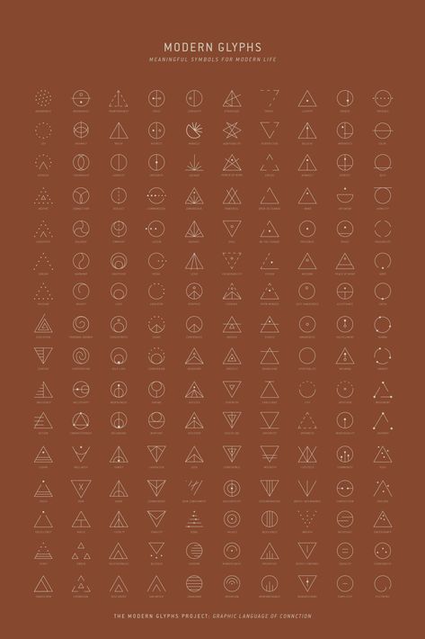 Welcome to the Modern Glyphs Project: exploring the graphic language of connection.   The thoughtfully designed series illustrates our shared humanity through a collection of minimalist, meaningful symbols for modern life. This file will allow you to print a 12x18 poster for your personal use.   Frame it or just hang on your wall and enjoy! Symbol Of Hope Tattoo, Moon Glyphs, Together Symbol, Meaningful Symbol Tattoos, Glyphs Symbols, Triangle Symbol, Care Symbol, Angelic Symbols, Glyph Tattoo