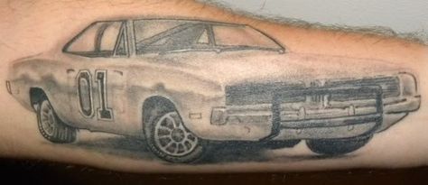 Dukes of Hazzard - General Lee and Roscoe P. Coltrane's cruiser Street Outlaws, Dukes Of Hazzard, The Dukes Of Hazzard, General Lee, Car Tattoos, Car Logo, Car Logos, Tattoo Sketches, Tattoo Drawings