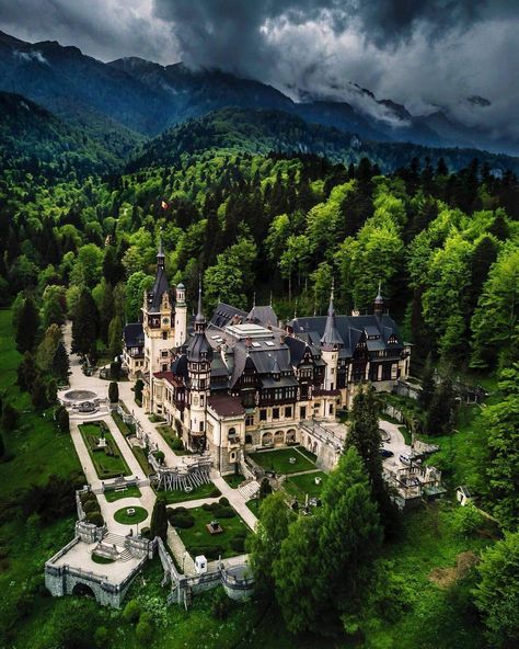 Pales Castle,  Romania Beaux Arts Architecture, Tartarian Architecture, Carpathian Forest, Peles Castle, Castle Aesthetic, Carpathian Mountains, Mountain Photos, Castle House, Destination Voyage