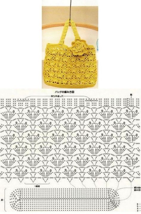 Diy Crochet Purse, Crochet Tote Pattern, Diy Crafts Crochet, Crochet Needlework, Free Crochet Bag, Crochet Bag Tutorials, Crochet Bag Pattern Free, Chart Pattern, Pola Amigurumi