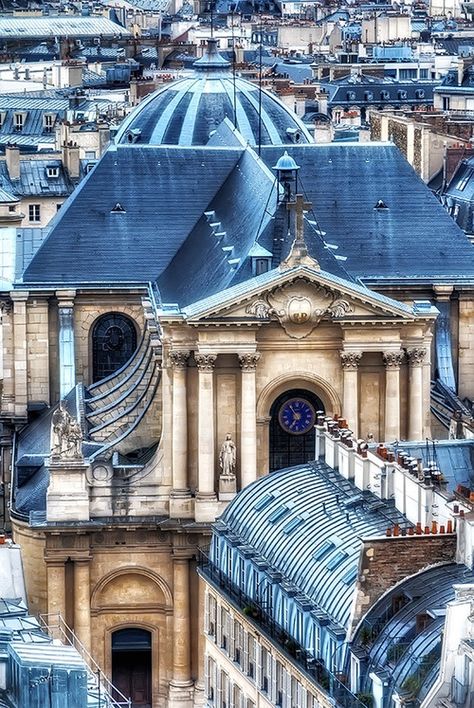 Romantic architectural details in cobalt blue rooftops. Destination wedding in blue. Roof Tops, Saint Roch, Paris Photo, Samar, Rooftops, New City, Paris Travel, Beautiful Buildings, France Travel