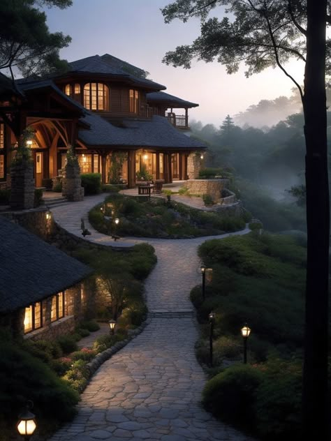 Mansion In The Woods, Forest Mansion, Houses In The Woods, House In Forest, Mansion Exterior, Loving Mother, Fairy Lights Bedroom, Dream Life House, House Outside Design