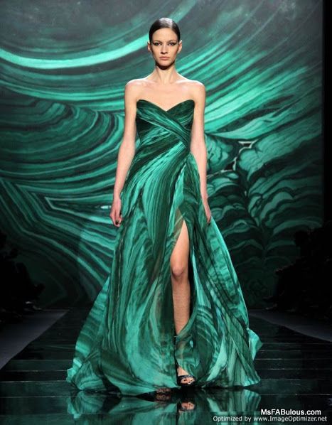 Couture Dresses Green, Green Couture Gown, Green Haute Couture Gowns, Sea Inspired Fashion, Luxury Elegant Malachite Necklace, Marchesa Green Dress, Fancy Frocks, Light Dress, Theme Dress