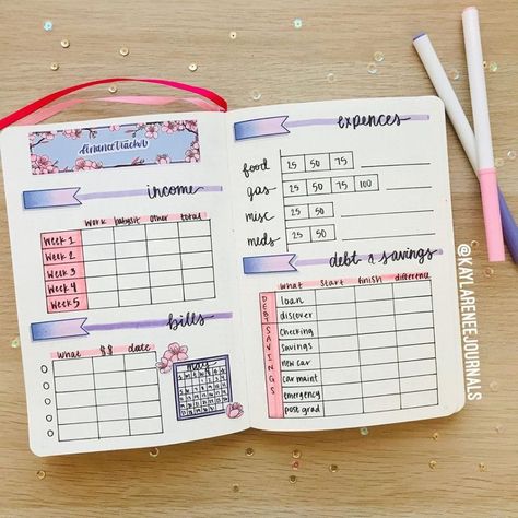 25 Bullet Journal Finance Layout For Your Inspiration Spending Log Bullet Journal, Bullet Journal Finance Tracker, Bullet Journal Expenses, Bullet Journal Savings Tracker, Bullet Journal Savings, Bullet Journal Budget, Finance Bullet Journal, Bullet Journal Page, Bullet Journal Paper