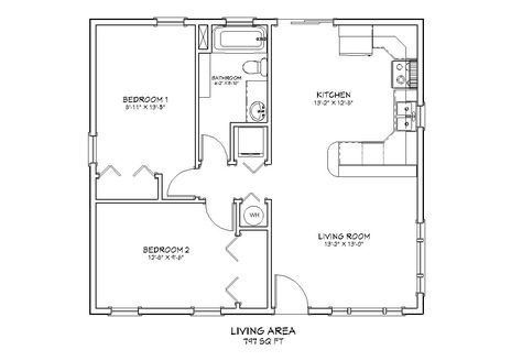 This is a PDF Plan available for Instant Download. 2 bedroom, 2 bath home. Sq. Ft: 1,136 Building size: 30-0 wide, 51-0 deep Main roof pitch: 6/12 Ridge height: 21 Wall height: 10 Foundation: CMU Blocks Lap siding For the reverse plan, please see Model 1C. PLANS INCLUDE: Elevations Exterior / House Plans Traditional, Kitchen Elevation, 2 Bedroom Floor Plans, Floor Plan With Dimensions, Small Home Plan, Bathroom Plans, 2 Bedroom House Plans, Plans Architecture, Traditional Cottage