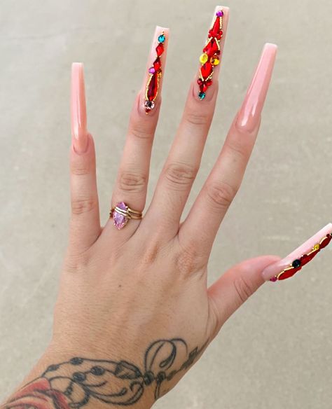 Arizona Nails, Uñas Ideas, Nail Goals, Nails 2018, January Nails, Glow Nails, Long Acrylic Nails Coffin, Gem Nails, Nail Nail