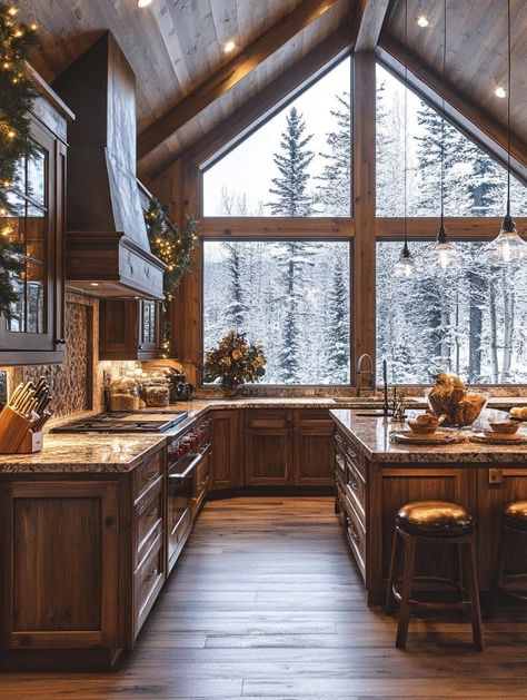 Lodge Aesthetic, Cabin Style Homes, Vacation House Plans, Log Houses, Cabin Aesthetic, Barn Style House Plans, Lets Stay Home, Cabin Kitchen, Dream Life House