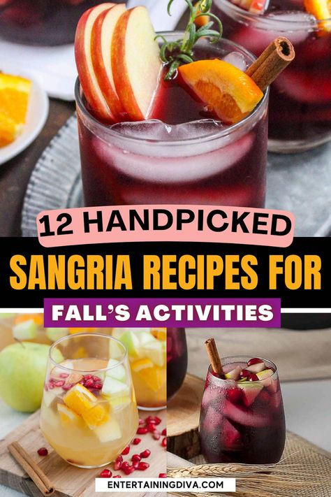 12 Of The Best Fall Sangria Recipes Spicy Sangria, Vodka Sangria, Fall Themed Party, Apple Cider Sangria Recipe, Best Sangria Recipe, Fall Sangria Recipes, Caramel Apple Sangria, Sparkling Sangria, White Sangria Recipe