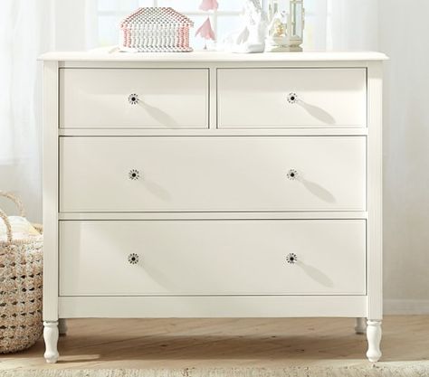 Juliette Dresser | Pottery Barn Kids Mc Bedroom, Curved Molding, Changing Tables, Cottage Furniture, Dovetail Joinery, Kids Table, Bedroom Furniture Dresser, Vintage Cottage, Small Drawers