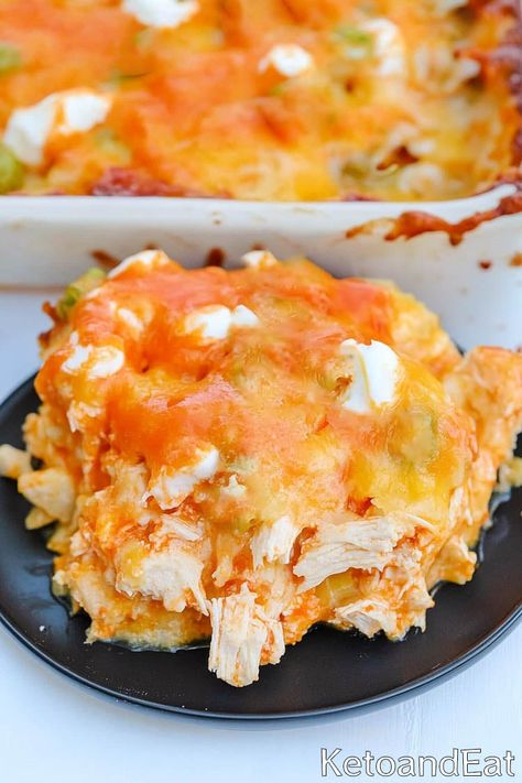 Keto Buffalo Chicken Casserole - Low Carb Recipe Low Carb Buffalo Chicken Casserole, Keto Buffalo Chicken Casserole, Buffalo Chicken Cauliflower, Low Carb Buffalo Chicken, Keto Buffalo Chicken, Buffalo Chicken Casserole, Chocolate Lasagna, Chicken Cauliflower, Low Carb Recipe