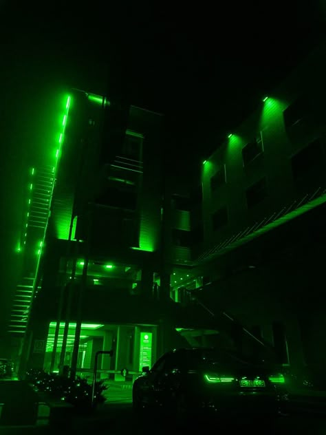 Neon Green Car Aesthetic, Green Hotel Aesthetic, Green Led Lights Aesthetic, Green Led Light Aesthetic, Pink Moon Wallpaper, Neon Green Aesthetic, Green Hour, Dark Green Hair, Lego Wallpaper