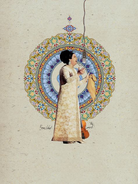 Om Kalthoum, Images Noêl Vintages, Old Egypt, Arabic Design, Egypt Art, Arabic Art, Egyptian Art, Islamic Art, Collage Art