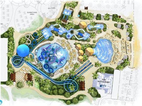 WhiteWater announces new project at Mina Seyahi, Dubai | blooloop Resort Layout, Theme Park Planning, Water Park Rides, Water Village, Site Development Plan, Luxury Restaurant Interior, Ocean Park Hong Kong, Water Theme Park, Planet Coaster