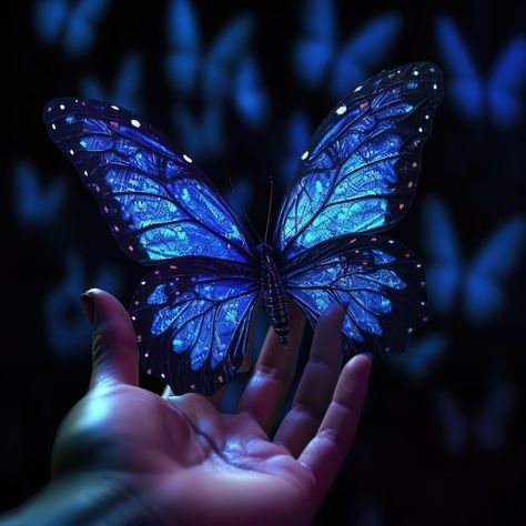 Blue Morpho Butterfly Aesthetic, Butterfly Effect Aesthetic, Butterfly Blue Aesthetic, Blue Aesthetic Butterfly, Blue Butterfly Aesthetic, Magical Butterflies, Dark Blue Butterfly, Blue Monarch Butterfly, Midnight Butterfly