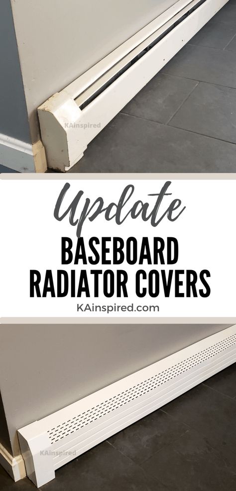 Baseboard Heater Covers Ideas, Base Board Heater Ideas, Diy Wood Baseboard Heater Covers, Painting Baseboard Heaters, Baseboard Radiator Cover Ideas, Heater Cover Diy, Metal Baseboard, Wall Heater Cover, Baseboard Cleaning