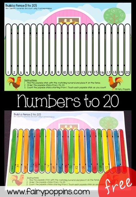 Free order numbers to 20 activity fairy poppins Number Ordering, Numbers To 20, Farm Theme Preschool, Farm Preschool, Maths Games, Learning Printables, Farm Activities, Prek Math, Early Learning Activities