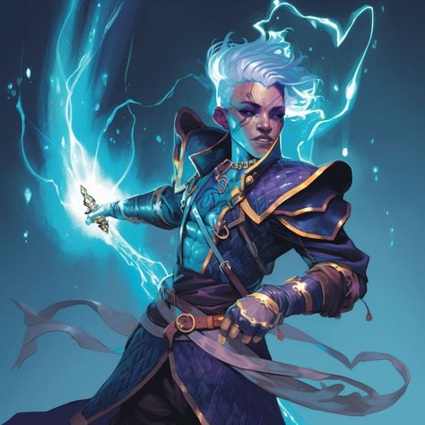 Lightning Mage, Tempest Cleric, Time Wizard, Elemental Magic, Blue Lightning, Male Characters, Fantasy Male, Art Characters, Character Design Male