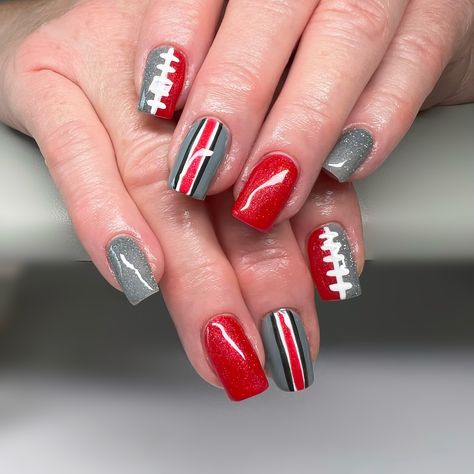 Feeling game-day ready with these Ohio State nails! 🏈🅾️ This is @luminary_nail_systems ‘Clarity’ overlay, gel polish, and level 2 nail art! 🫶 Would you get these nails? #explore #explorepage #nails #nailsnailsnails #foryou #foryoupage #nailsofinstagram #nailsoftheday #nailsofig #nailsofinsta #614nails #614nailtech #ohionails #ohionailtech #columbusnails #columbusnailtech #nailart #nailartaddict #nailartist #nailartwow #ohiostate #ohiostatefootball #ohiostatebuckeyes #ohiostatenails #ohio ... Ohio State Nail Art, Ohio State Football Nails, Osu Nails Buckeyes, Ohio State Buckeyes Nails, Byu Nails, Ohio State Nails Designs, Fall Football Nails, Osu Nails, Football Nails Design