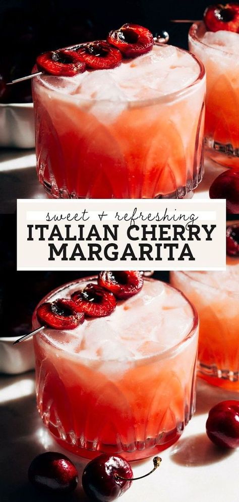 Italian Margarita Recipe, Cherry Margarita, Cherry Amaretto, Italian Cherries, Italian Margarita, Butternut Bakery, Tequila Recipe, Amaretto Sour, Tequila Margarita