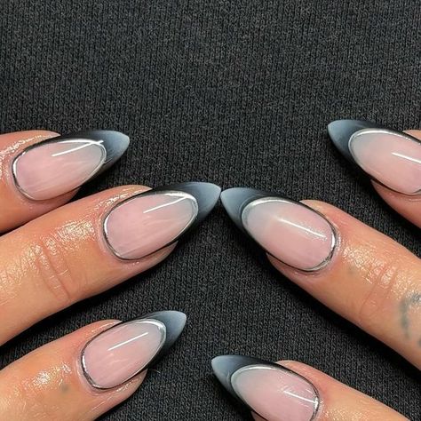 🏹🤍⛓️🩶 • Inspo @traciethetech  Using @apresnailofficial natural medium almond  • • • #y2knails #nailart #nailsofinsta... | Instagram Apres Gel X Nails, Kylie Nails, Gel X Nails, Medium Almond, Y2k Nails, January 22, Beauty Nail, Nail Games, Nails On Fleek