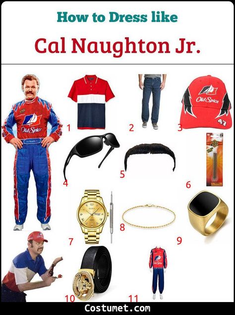 Cal And Ricky Bobby Costume, Ricky Bobby And Cal Couple Costume, Ricky Bobby And Cal Naughton Jr Costume, Ricky Bobby Halloween Costume, Ricky Bobby And Wife Costume, Ricky Bobby Costume, Fake Moustache, Talladega Nights, Ricky Bobby