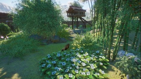 Planet Zoo Red Panda Habitat, Red Panda Habitat, Panda Habitat, Zoo Inspiration, Zoo Games, Chinese Panda, Zoo Ideas, Planet Coaster, Animal Habitats