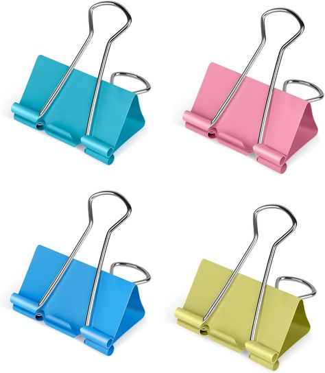 Amazon.com : Ufmarine Medium Binder Clips 1.25 inch length, Colorful, for Office (40 Pcs) : Office Products Colorful Desk, Binder Clips, Office Products, Desk Accessories, Desk, Color