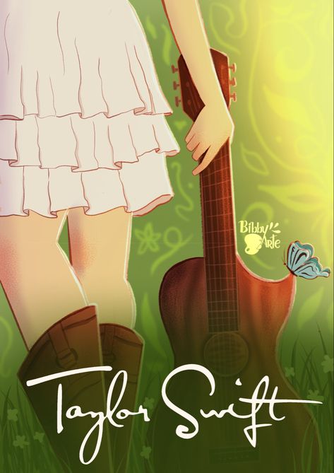 Taylor Swift Debut Drawing, Taylor Swift Debut Era Aesthetic, Taylor Swift Cartoon, Taylor Swift Debut Album, Taylor Swift Guitar, Taylor Swift Nails, Taylor Swift Debut, Taylor Swift Drawing, Taylor Swift Cute