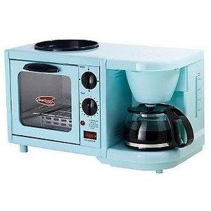 Americana by Elite 3-in-1 Mini Breakfast Shoppe Blue Toaster, Bulthaup Kitchen, Breakfast Station, Mini Breakfast, Breakfast Maker, Dorm Life, College Dorm Rooms, Mint Blue, Toaster Oven