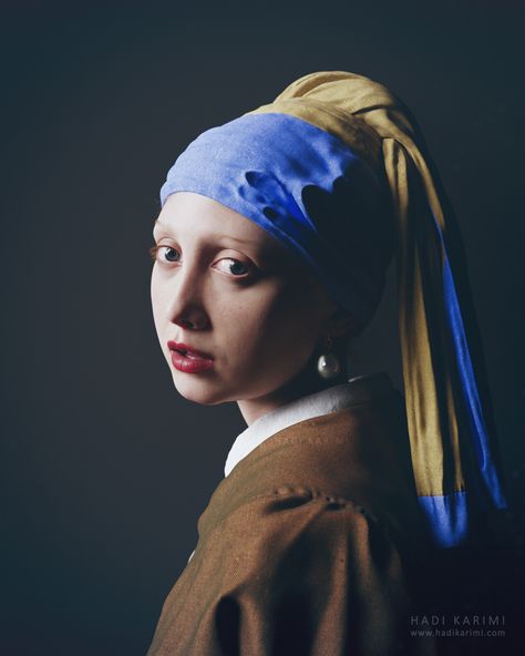 ArtStation - Girl with a Pearl Earring The Girl With The Pearl Earring, Woman With Pearl Earring, Lady With A Pearl Earring, Girl With The Pearl Earring, Face Oil Painting, Girl With Pearl Earring, Girl With A Pearl Earring, Portrait Cartoon, Johannes Vermeer