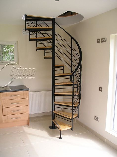 سلالم حلزونية, Space Saving Staircase, Spiral Stairs Design, Rustic Stairs, Attic Renovation Ideas, Modern Barndominium, Stair Design, Bedroom Barndominium, Attic Stairs