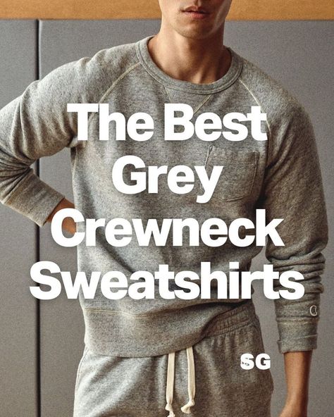 close-up of a man wearing a stylish grey crewneck sweatshirt, text on-screen reads: the best grey crewneck sweatshirts (sg) Sweatshirt Outfit Men Aesthetic, Grey Crewneck Sweatshirt Outfit, Crewneck Sweatshirt Outfit Men, Grey Sweatshirt Outfit Men, Crew Neck Sweatshirt Outfit Men, Grey Sweatshirt Outfit, Crew Neck Sweatshirt Outfit, Outfit Men Aesthetic, Mens Fall Boots