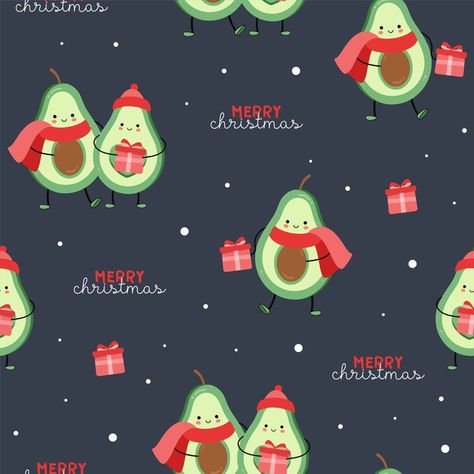 Polymer Christmas, Avocado Christmas, Avocado Cartoon, Christmas Treat Bags, Kids Print, Kawaii Wallpaper, Kids Prints, Christmas Wallpaper, Christmas Pattern