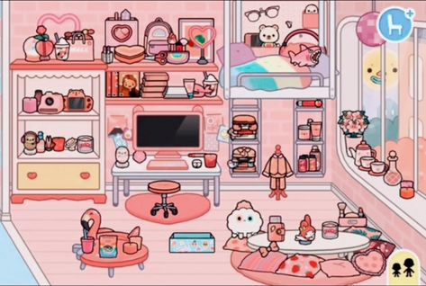 Toca life World toca boca home design Pink Room Design, Toca Boca Hair Salon, Toca Life World Aesthetic Pfp, Bad Room Ideas, Free House Design, Paper Dolls Clothing, Hello Kitty Rooms, Adorable Homes Game, Create Your Own World