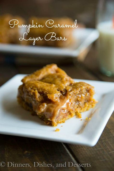 Pumpkin Caramel Layer Bars {Dinners, Dishes, and Desserts} Caramel Pumpkin, Layer Bars, Sweet Surrender, Pumpkin Caramel, A Piece Of Cake, Pumpkin Flavor, Piece Of Cake, Pumpkin Dessert, Fall Baking