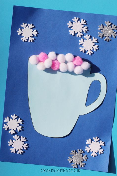 Easy Hot Chocolate Craft for Kids (Free Template) Hot Chocolate Craft, Hot Chocolate Art, Chocolate Template, Easy Hot Chocolate, Chocolate Craft, Lantern Crafts, Winter Crafts Preschool, Fun Winter Crafts, January Crafts