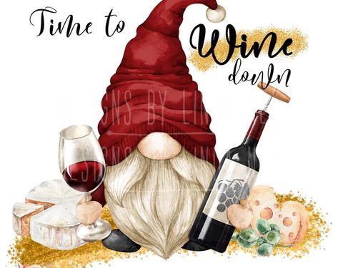 View Parties /Tags/Labels/DIY by DesignsbyLindaNee on Etsy Wine Gnome, Gnome Painting, Gnome Images, Winter Picture, Gnome Sublimation, Melting Snowmen, Cute Gnomes, Gnome Clipart, Bottle Wrappers