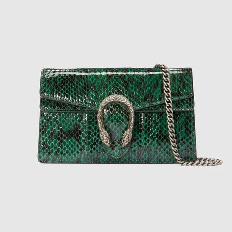 Gucci Snake Bag, Gucci Green Bag, Dionysus Super Mini Bag, Gucci Dionysus Super Mini, Gucci Snake, Gucci Mini Bag, Closet App, Snake Bag, Bags Brands