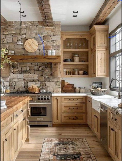 Rustic Kitchen Design, Cabin Kitchens, Farmhouse Kitchen Design, Gorgeous Kitchens, Dream House Interior, Kitchen Redo, Cottage Kitchen, Kitchen Makeover, Dream House Decor