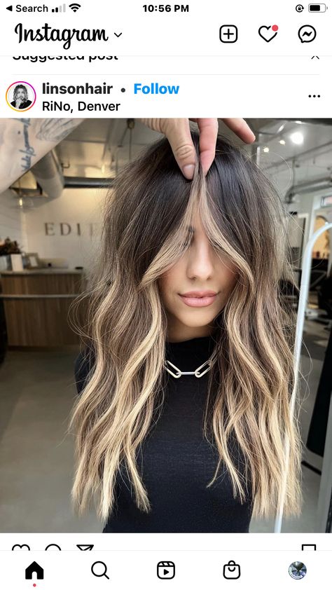 Dark Roots And Light Brown Hair, Lived In Ombre Hair, Brown Hair With Baylage Highlights, Money Piece Balayage Straight Hair, Brown Roots Blonde Hair Balayage, Dark Hair With Light Front Face Framing, Face Framing Balayage, Bold Balayage, Balayage For Brunettes