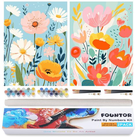 Paint By Numbers For Adults, Paint By Number For Adults, Sealing Design, Colorful Box, Number Painting, Acrylic Diy, Easy Flower Painting, Wooden Brush, Start Painting