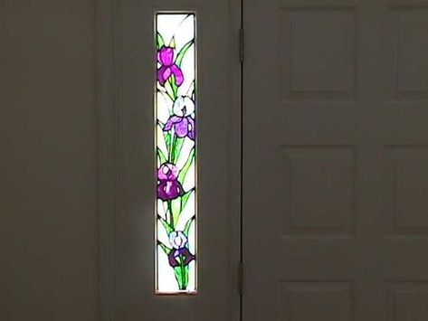 Custom Made Sidelight Stained Glass Window Of Iris Mountain Home Exterior, Stained Glass Door, Painted Glass Art, Side Lights, Stained Glass Window, Glass Art Sculpture, Stained Glass Art, Perfect Engagement Ring, Glass Artists