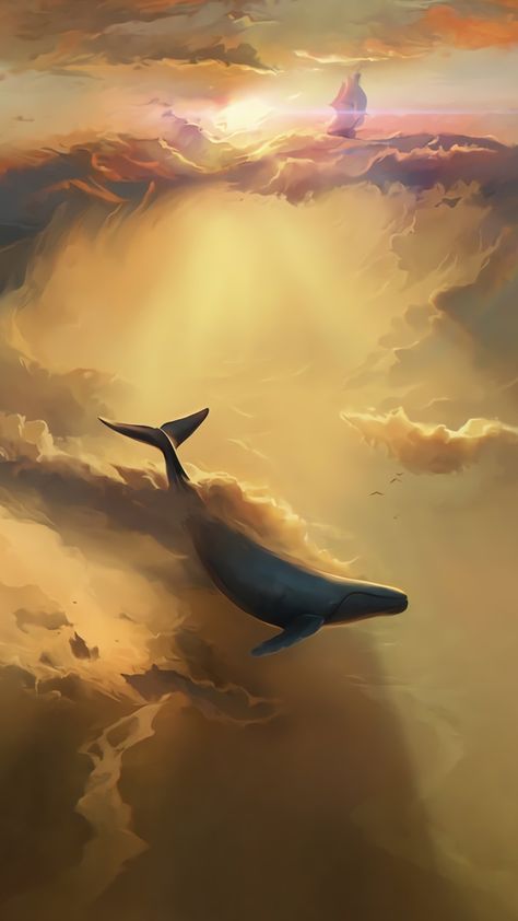 Whale Art, A Whale, Fantasy Art Landscapes, 판타지 아트, In The Ocean, Fantasy Landscape, Scenery Wallpaper, Surreal Art, Whales