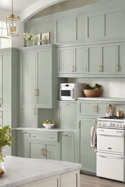 1. White appliances
2. Harmony
3. Cabinet color guide
4. 2024 design trends Painted Cabinets With White Appliances, Green Cabinets White Appliances, 2024 Kitchen Cabinet Trends Color, Boat Kitchen, Appliances White, Budget Friendly Living Room, Cabinet Trends, White Refrigerator, White Kitchen Appliances