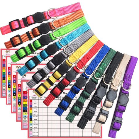 PRICES MAY VARY. ★EASY IDENTIFICATION--Our ID collars come with 12 different bright colors,They are distinct which makes you easily to identify newborn pets. ★GREAT MATERIAL--The puppy identification collars are made of soft nylon material, is washable, colorfast and reusable. ★SATETY BUCKLE--Breakaway safe buckle releases when pressure is applied, it makes our ID collar very safe for puppies, and very convenient for you to open it. ★ADJUSTABLE SIZE--The ID collars can fit pets whose neck girth Bottle Feeding Chart, Whelping Puppies, Puppy Litter, Weight Charts, Newborn Puppies, Puppy Coats, Record Keeping, Puppy Collars, Bottle Feeding