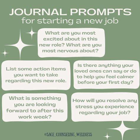 ✨Starting a new job? Here are some enlightening journal prompts to boost your first time experience! It can be daunting to begin a new job and routine, but journaling can help! 
Save this for reference as you journal. 

https://sagecounselingtherapyandwellness.com/journal-prompts-for-new-job/

#shadowwork #shadowworkprompts #newjob #firstjob #shadowworkjournal #journaling #journal #journalprompts #innerwork #innerhealing Job Journal Prompts, New Job Journal Prompts, First Day Of Job, First Day Jitters, Premarital Counseling, Healing Journaling, Job Advice, Dialectical Behavior Therapy, Work Goals