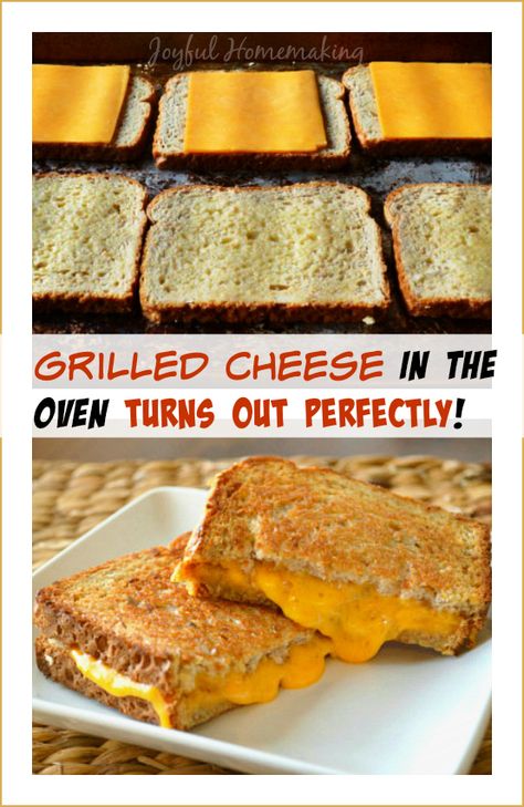 Grilled Cheese in the Oven - Joyful Homemaking Grilled Cheese In The Oven, Grilled Cheese In Oven, Oven Grilled Cheese, Cheese In The Oven, Baked Grilled Cheese, Toaster Oven Cooking, Convection Oven Cooking, Convection Oven Recipes, Toaster Oven Recipes