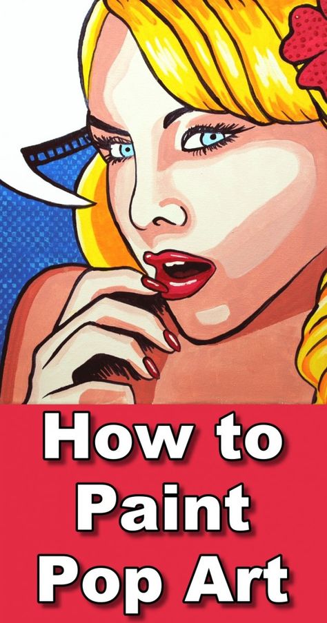 How to Paint Pop Art Portrait — Online Art Lessons How To Paint Characters, Pop Art Painting Tutorial, Cool Pop Art Paintings, Pop Art Diy Ideas, Pop Art Images Ideas, Pop Art Style Paintings, How To Draw Pop Art, Pop Art Drawings Ideas Inspiration, Acrylic Painting Pop Art